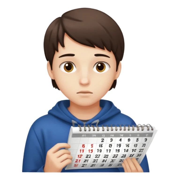 teenager looking through a calendar sticker