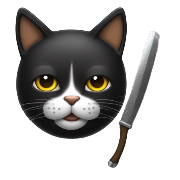 Gato negro con chuchillo en la zarpa sticker