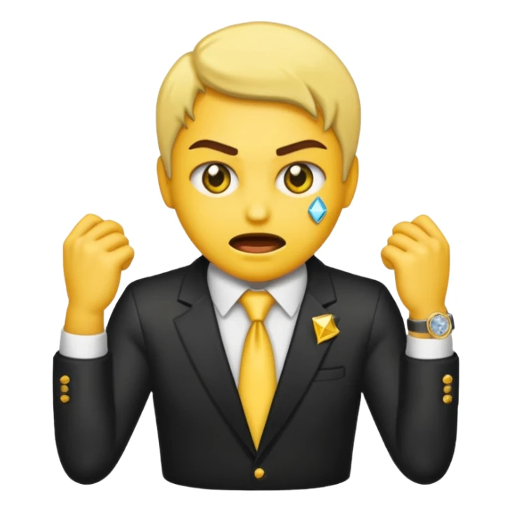iPhone style emoji with yellow skin doing the bust down meme (diamond grill and watch) sticker