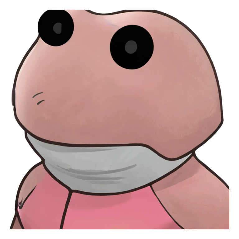 Squid Game pink guard mask with circle shape on face, 3D style, detailed sticker