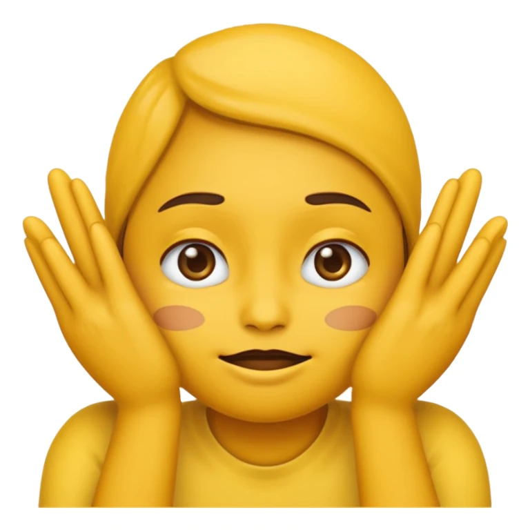 darkened yellow emoji face with hands on cheeks sticker