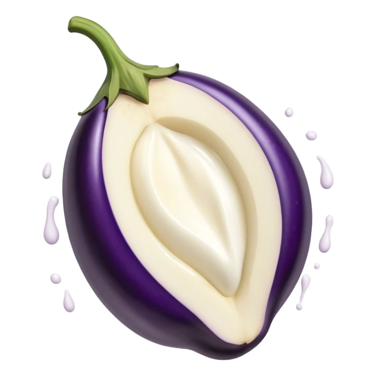 Aubergine into half peach splashing milk sticker
