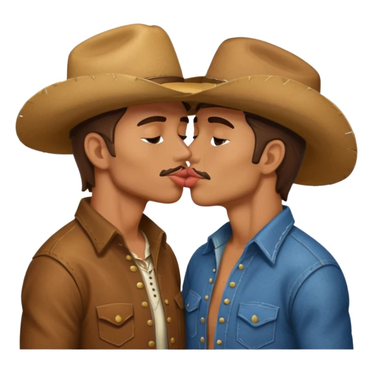 two men cowboys kissing sticker