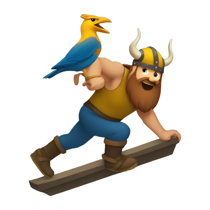 Viking stepping ontop of a bird sticker