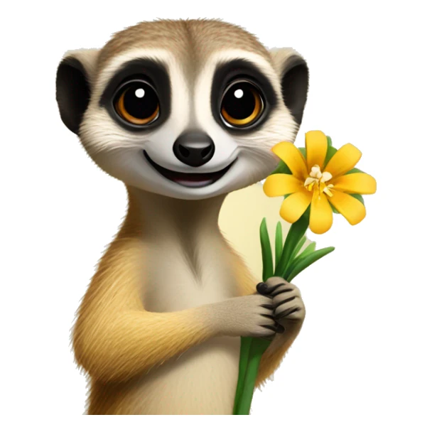 A Meerkat holding a Lillie flower sticker