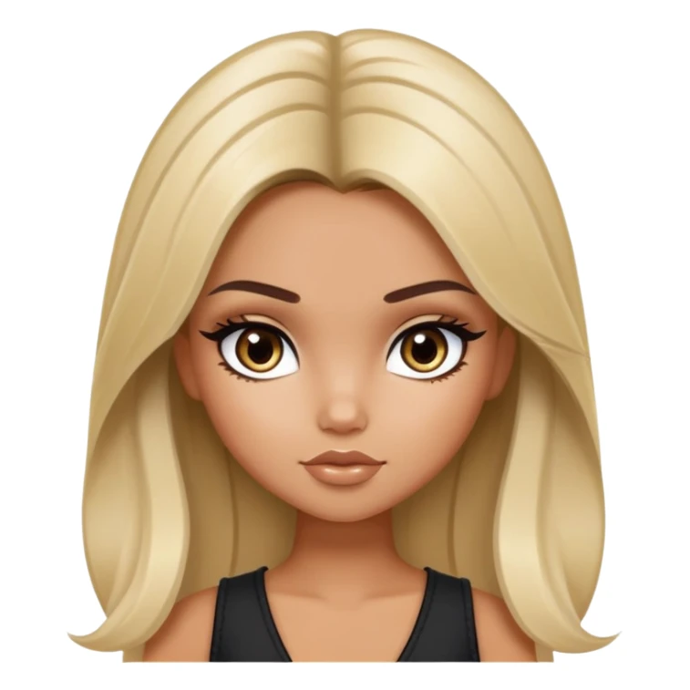 dark brown hair with blond meches, pretty beautiful bratz baddie sticker