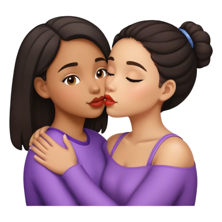 Two girls kissing love biracial sticker