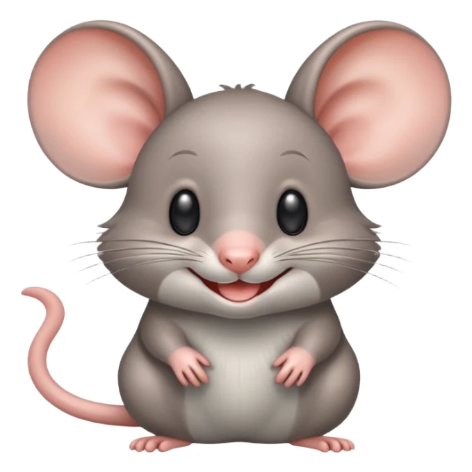 Crea un emoji de un ratón muy adorable riéndose  sticker