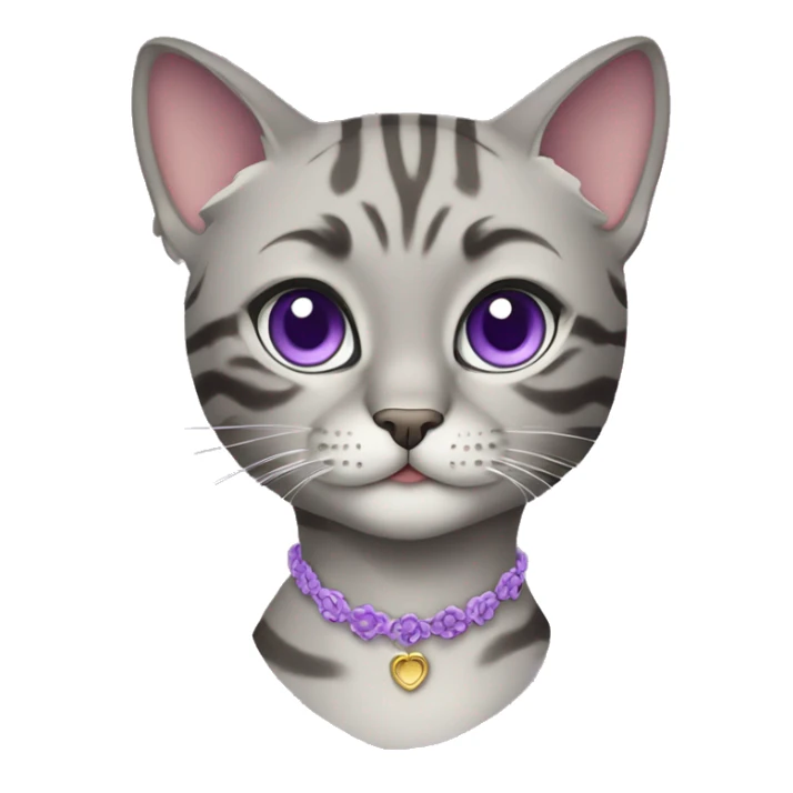 Beautiful grey bengal girl cat with lilac collar sticker