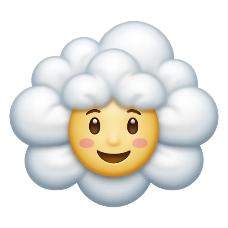 weather emoji of a single cloud with a neutral or pensive face, expressing calm or reflective feeling in a consulting office, classic emoji style, no text sticker