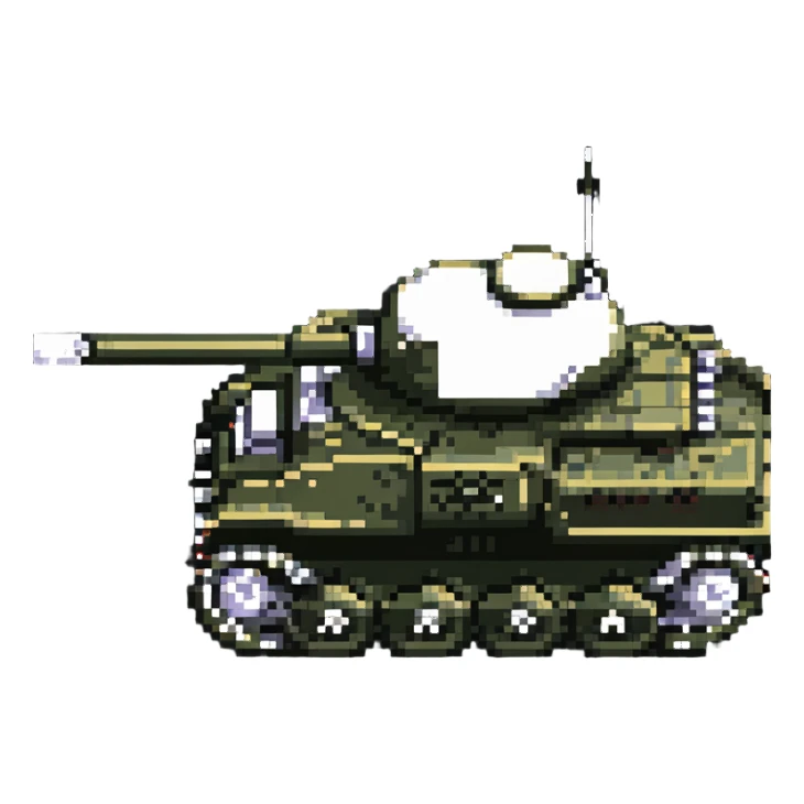 8-bit military tank with treads and cannon sticker