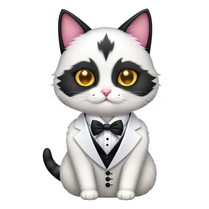 black and white fuzzy cat as a groom sticker