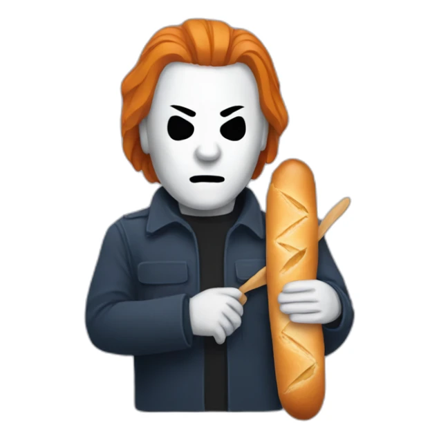 michael myers holding a baguette sticker