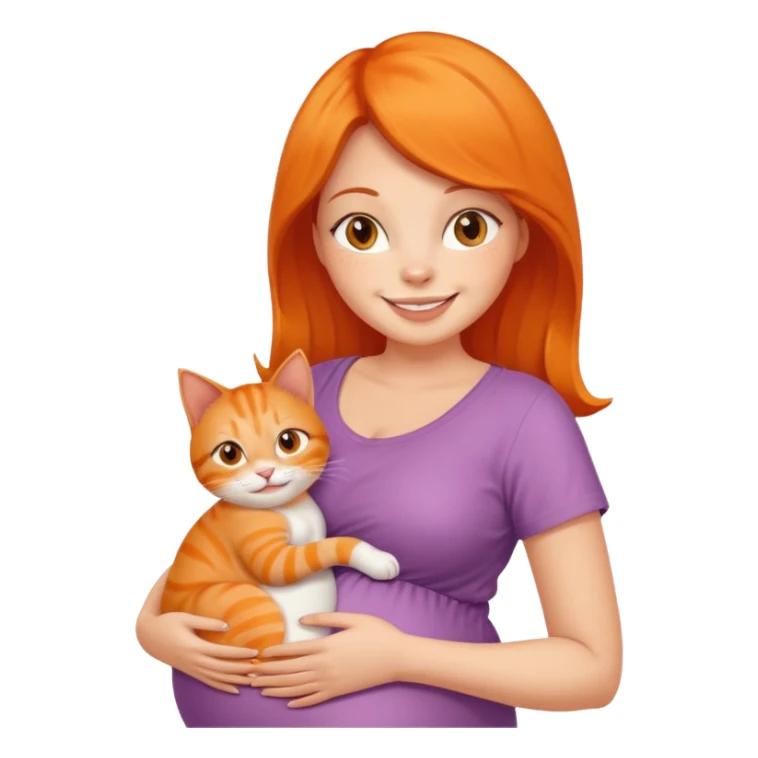 pregnant woman with orange cat sticker