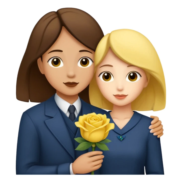 Mimi and niko holding yellow rose sticker