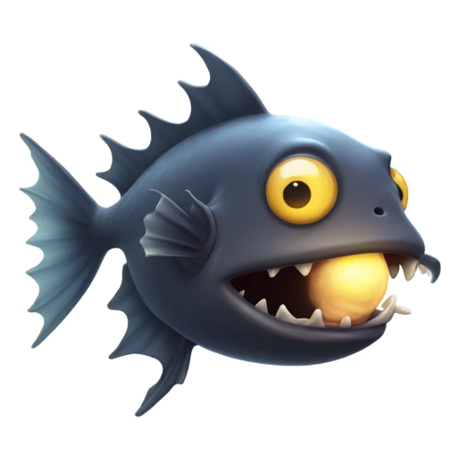 Anglerfish with glowing lure, sharp teeth, and big eyes. sticker