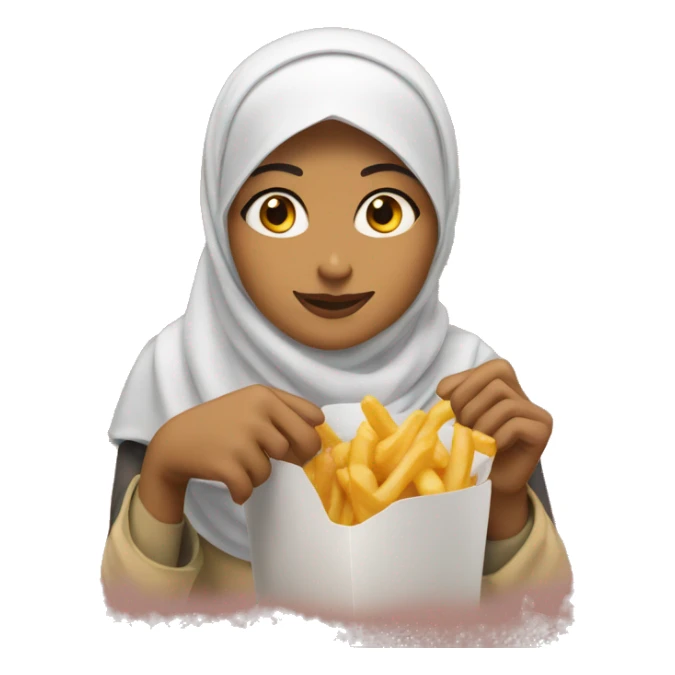 hijabi girl eating mcdonalds fries  sticker