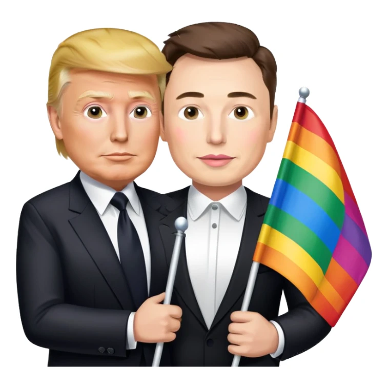 Donald trump and Elon musk with a gay men’s pride flag sticker