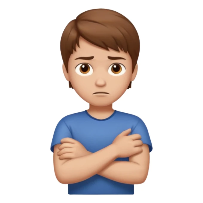 boy with crossed arms and a displeased face sticker
