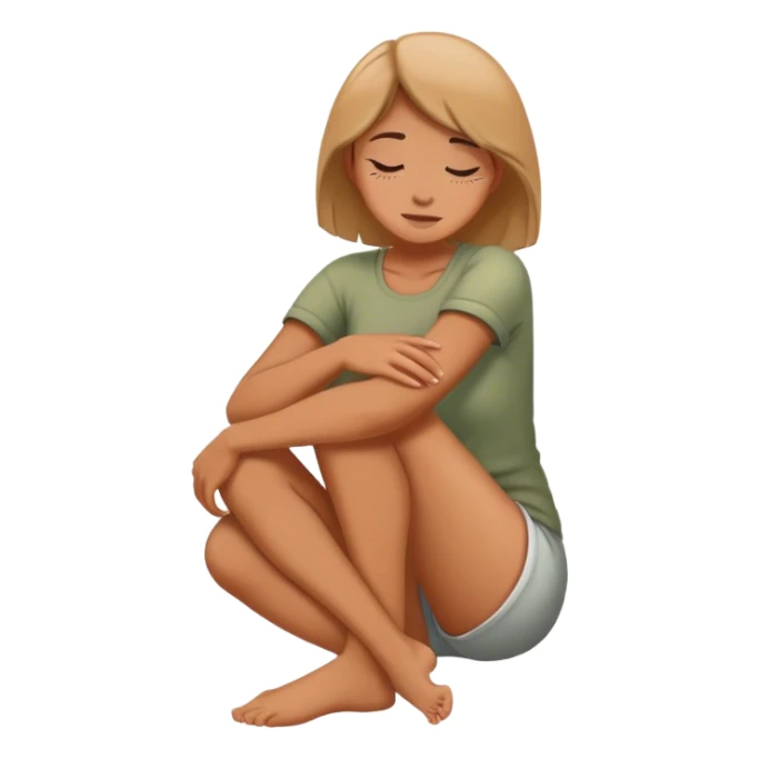 Woman hugging her knees, enjoying solitude sticker