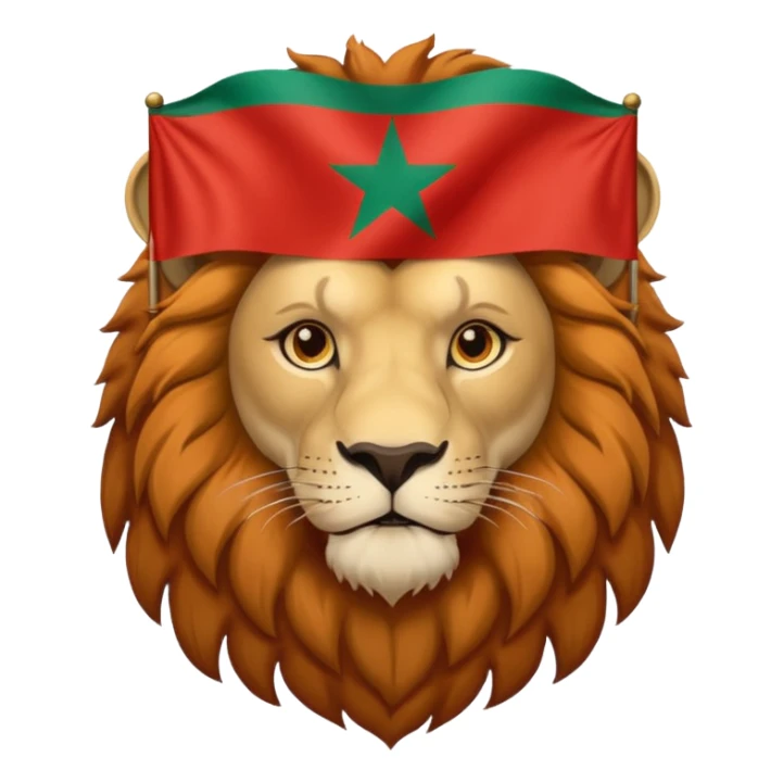 A atlas lion holding a morocco flag sticker