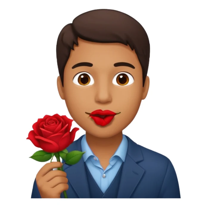 Ağızında gül olan adam sticker