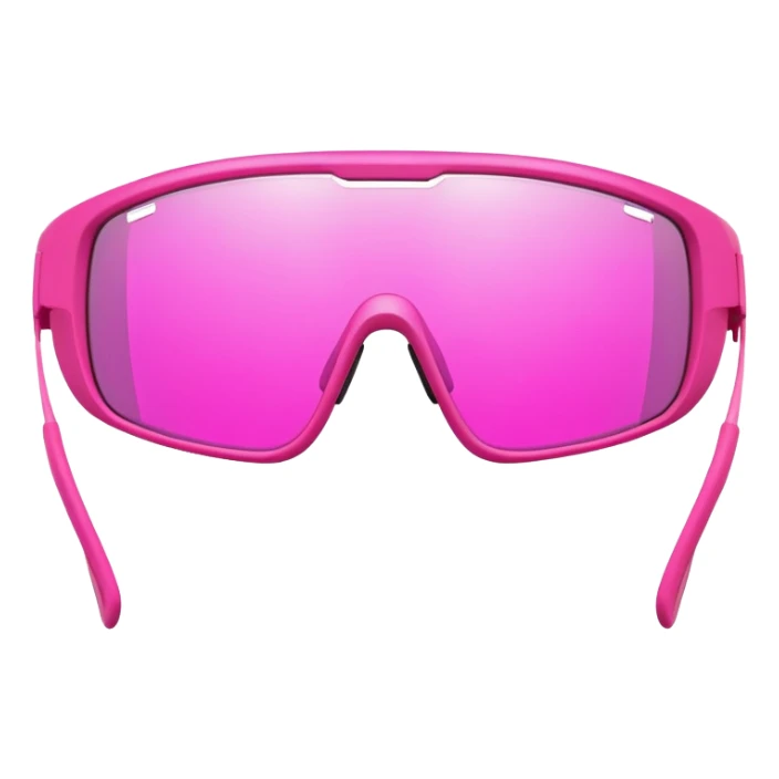 bold pink sport eyewear with wrap-around protective lens, thick frame sticker