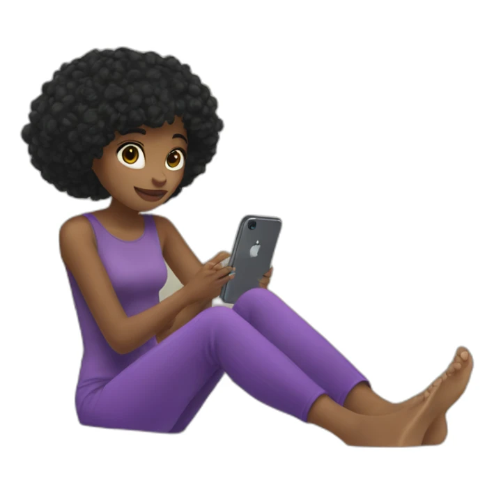 Black haired girl sitting with legs crossed in mirror selfie sticker