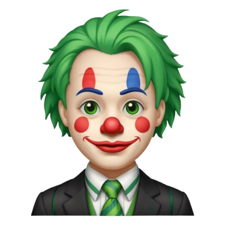 Clown with striped tie, green hair sticker