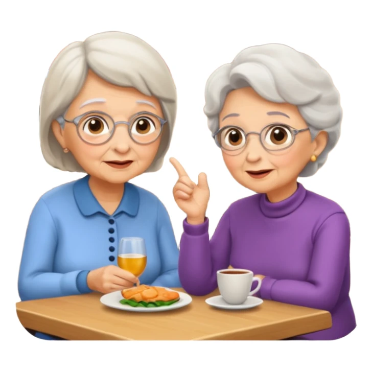 conversación dentro de un restaurant  dos personas y una de las persoans sea una abuela sticker