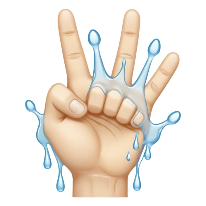 A fist with two middle fingers stretched together out with white water dripping heavily off them sticker
