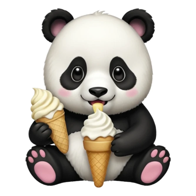 Panda eating ice cream sticker