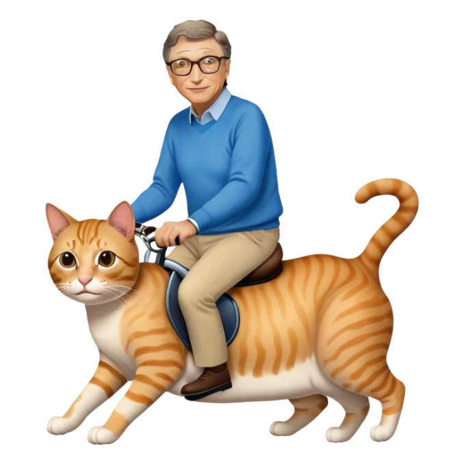 Emoji of bill gates riding a cat sticker