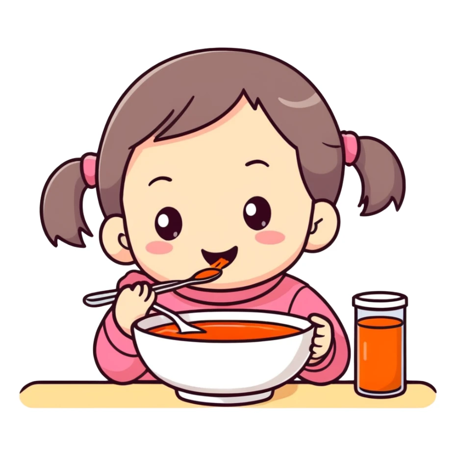 Little girl eating soup sticker