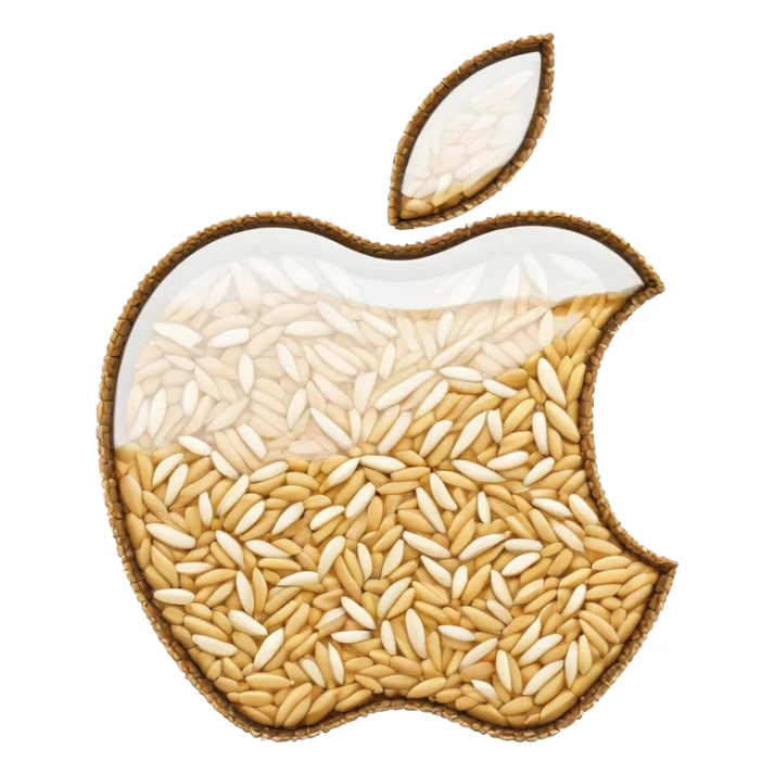 Apple logo with rice grains in a digital tracker display sticker