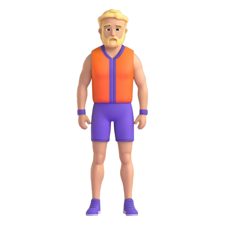 Odysseus in an 80s workout suit sticker