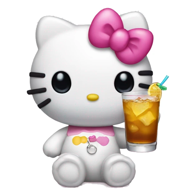 Hello kitty with a drink sticker