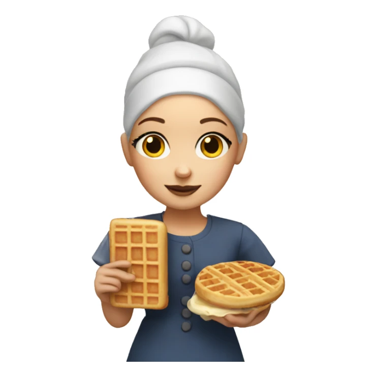 Bald girl holding a waffle sticker