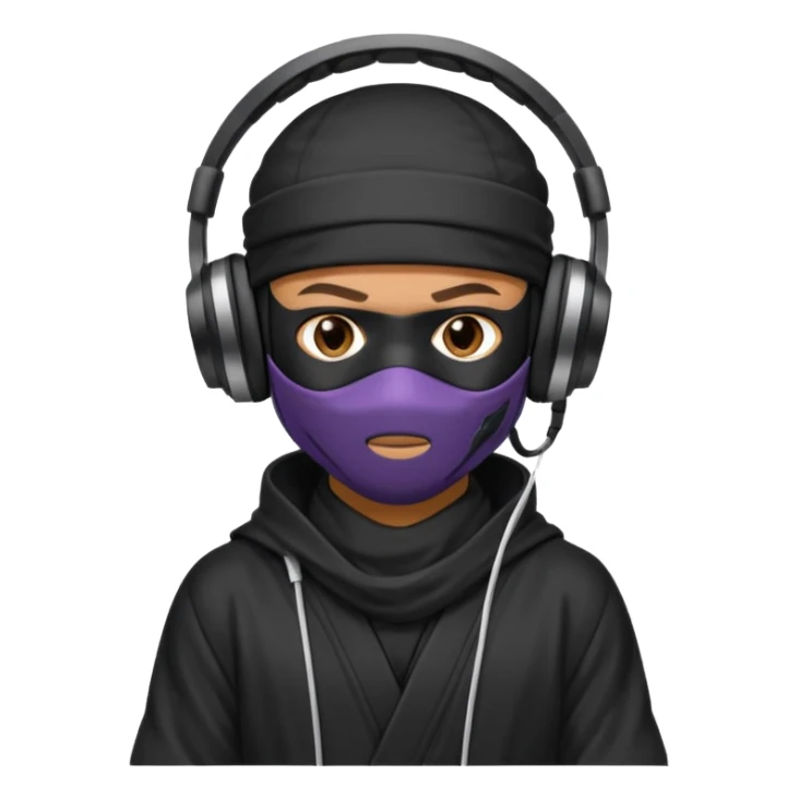 Make a customized emoji that has dj headphones on and a ninja outfit sticker