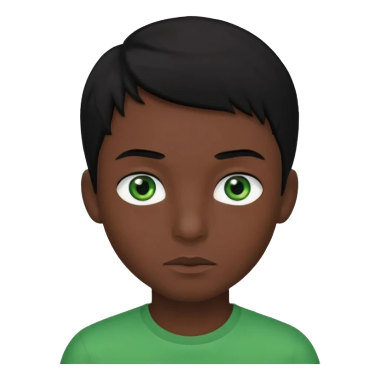 Boy is black hair.   Green eye.    Eyebrows black skin brunette sticker