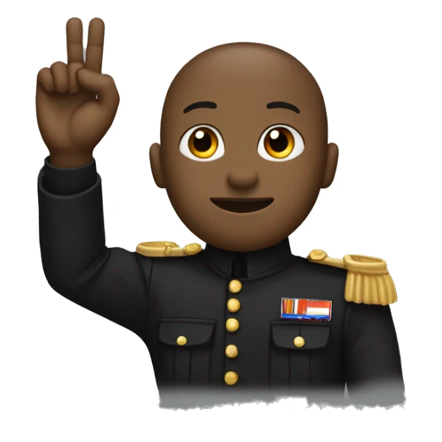 a guy in a black soldier suit raising his hand sticker