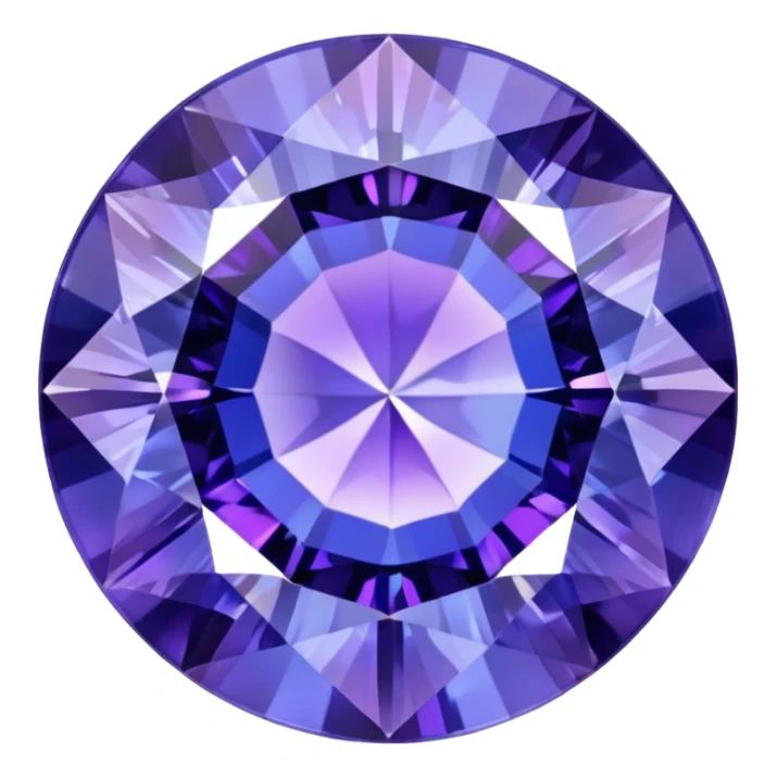 Round cut tanzanite gemstone with holographic blue-purple color shift and brilliant facets sticker