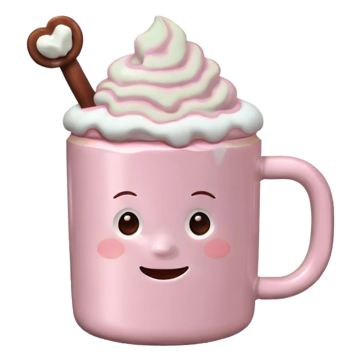 Light Pink mug of hot chocolate with marshmallows  sticker