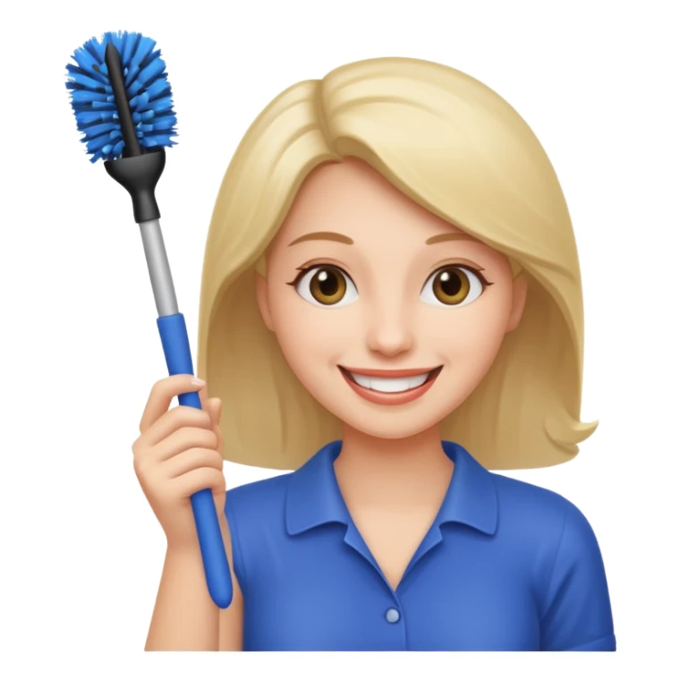 woman holding toilet brush sticker