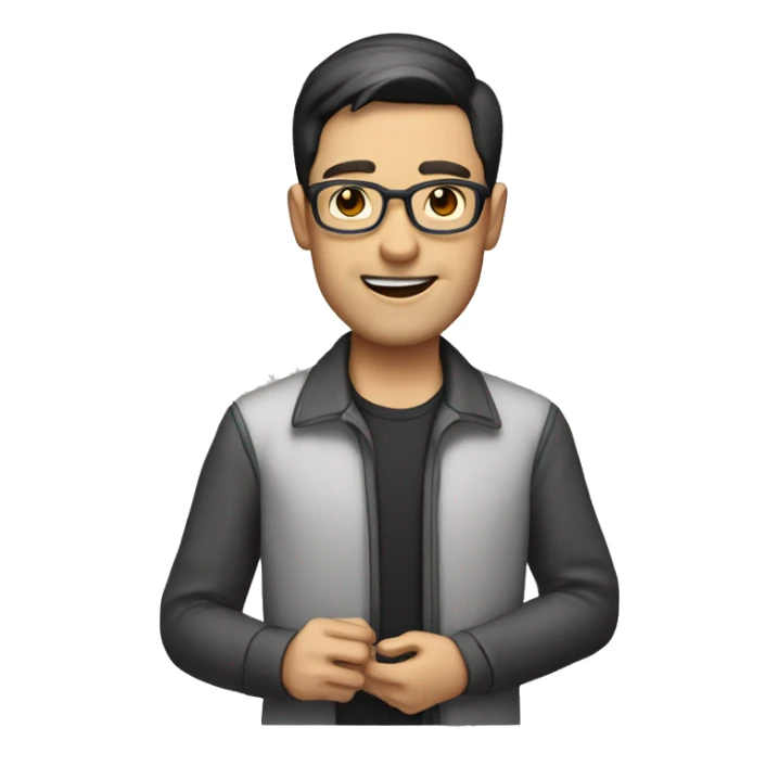 male teacher with dark short hair holding a steam deck sticker