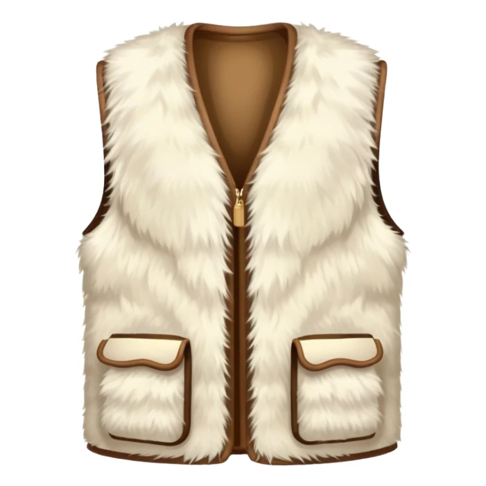 A plain, fluffy fur vest in near-white cream color without pockets sticker
