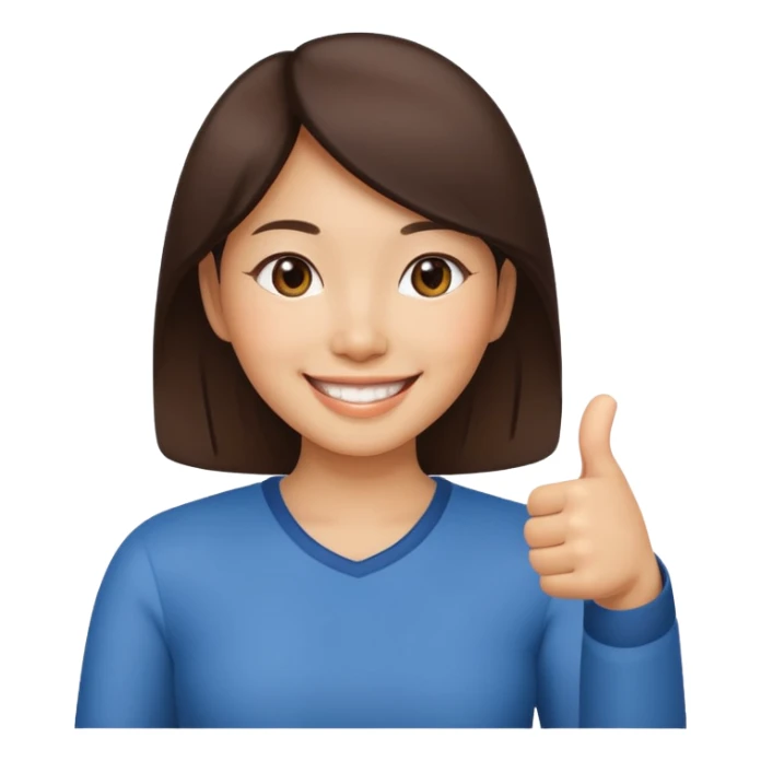 asian woman thumb up sticker