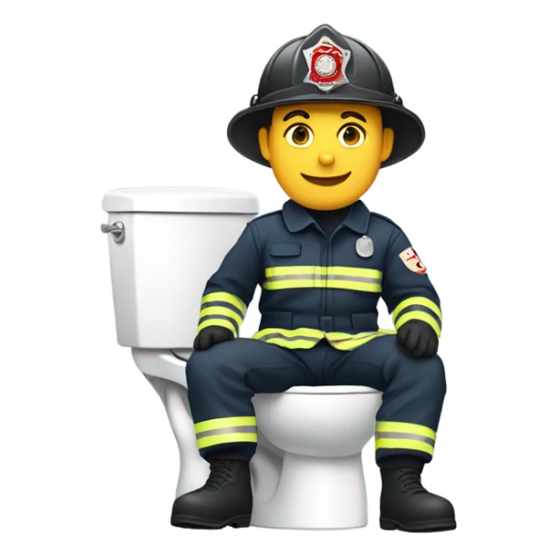 Fireman sitting on the toilet sticker