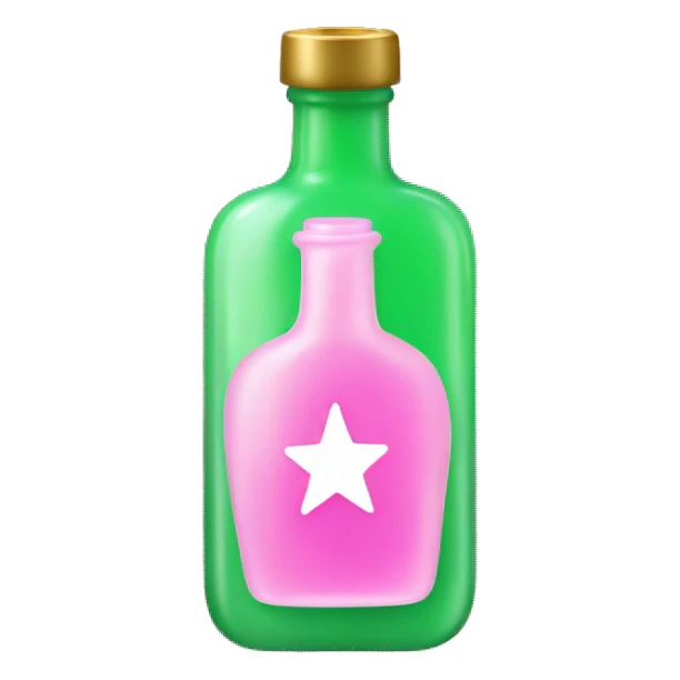 pink and green spell bottle with star label sticker