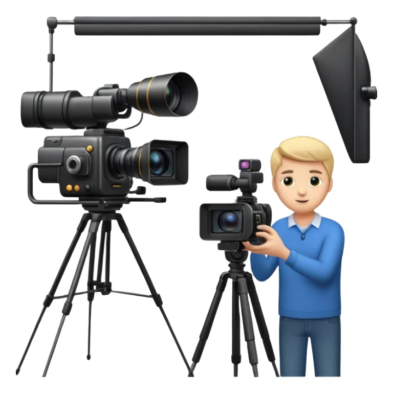 filming in studio with big camers and setup sticker